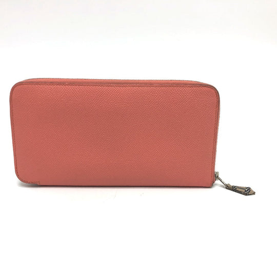 HERMES Long Wallet Purse Epsom Pink type Azap silk in Women Used Authentic
