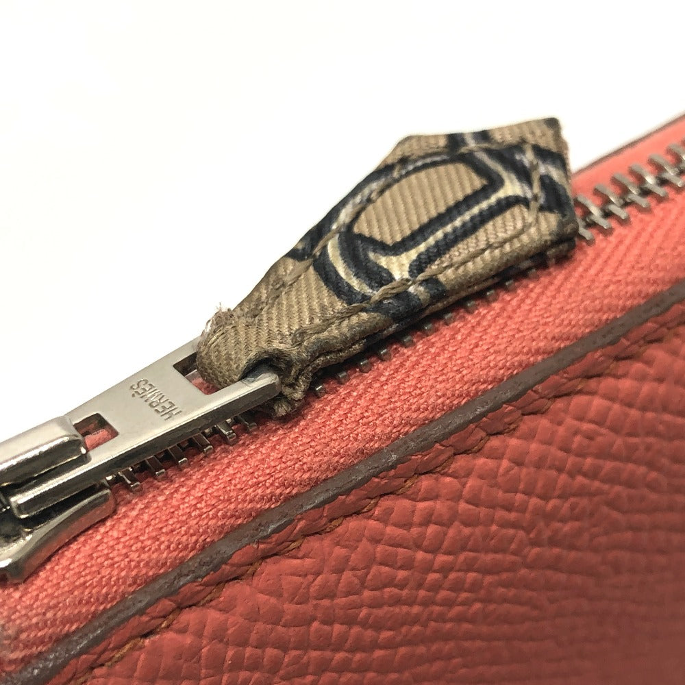 HERMES Long Wallet Purse Epsom Pink type Azap silk in Women Used Authentic