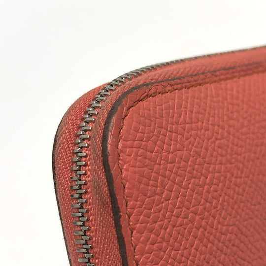 HERMES Long Wallet Purse Epsom Pink type Azap silk in Women Used Authentic