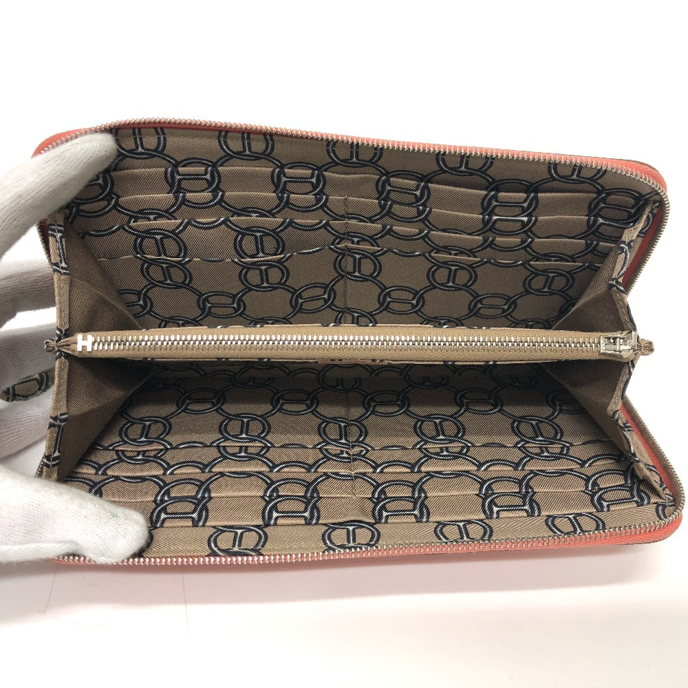 HERMES Long Wallet Purse Epsom Pink type Azap silk in Women Used Authentic