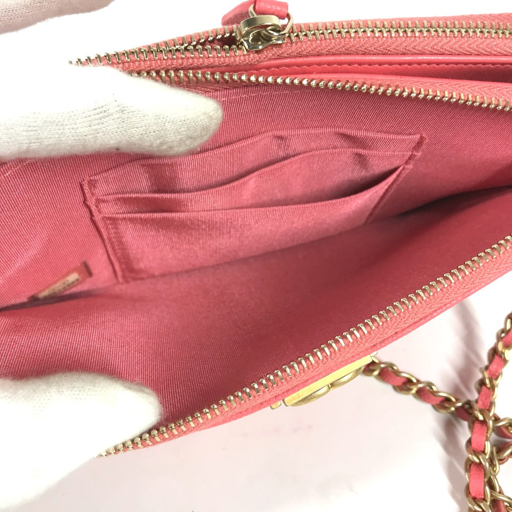 CHANEL Shoulder Bag A84069 Caviar skin Pink x Gold Metal CCCOCO Mark Boy Chanel COCO Mark Women Used Authentic