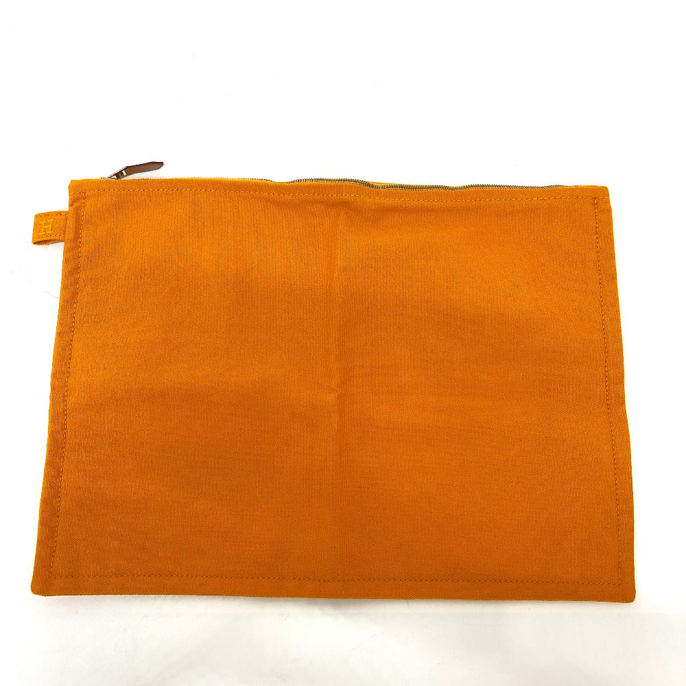 HERMES Pouch canvas Orange logo Women Used Authentic
