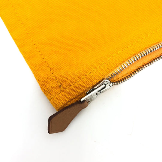 HERMES Pouch canvas Orange logo Women Used Authentic