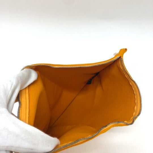 HERMES Pouch canvas Orange logo Women Used Authentic