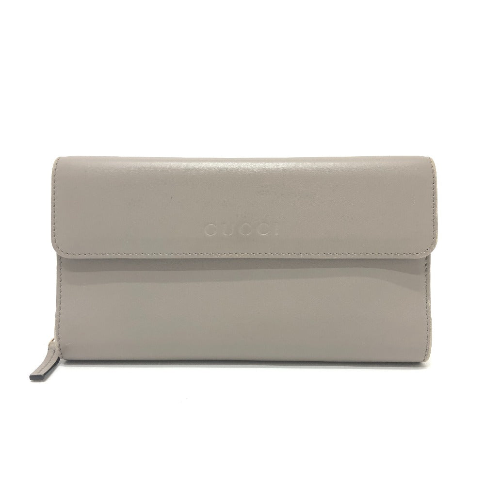 GUCCI Long Wallet Purse leather gray logo Women Used Authentic