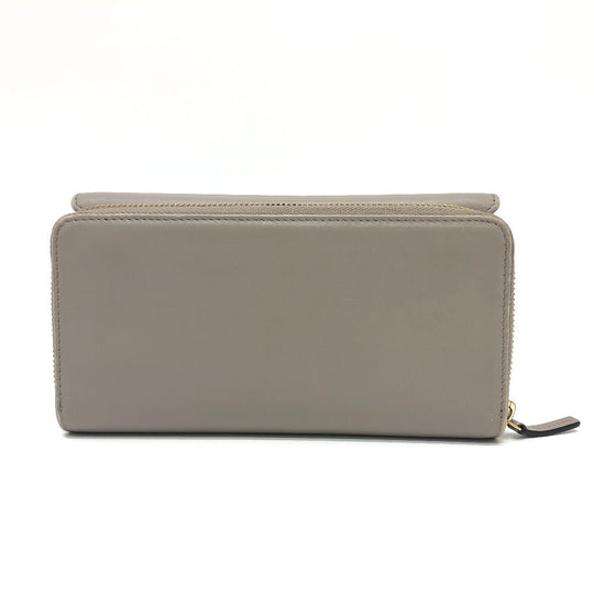 GUCCI Long Wallet Purse leather gray logo Women Used Authentic