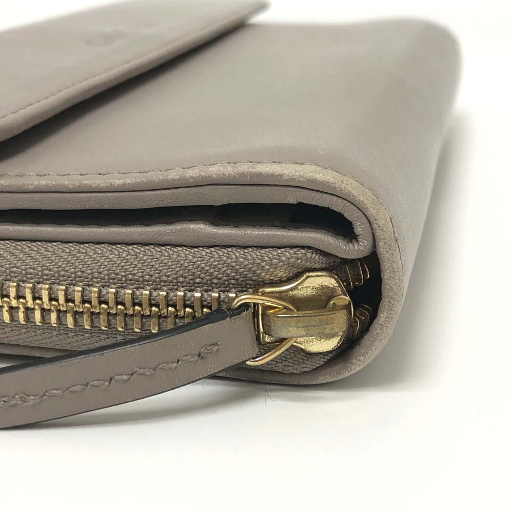 GUCCI Long Wallet Purse leather gray logo Women Used Authentic