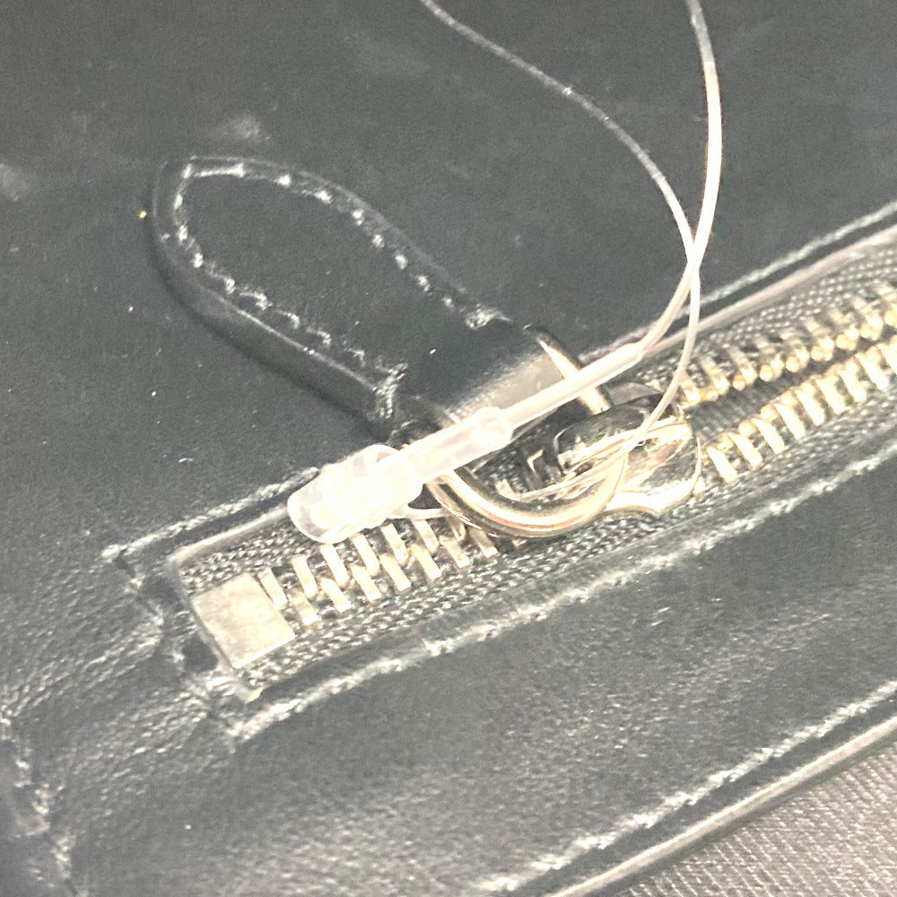 BURBERRY business bag leather black Check Pattern mens Used Authentic