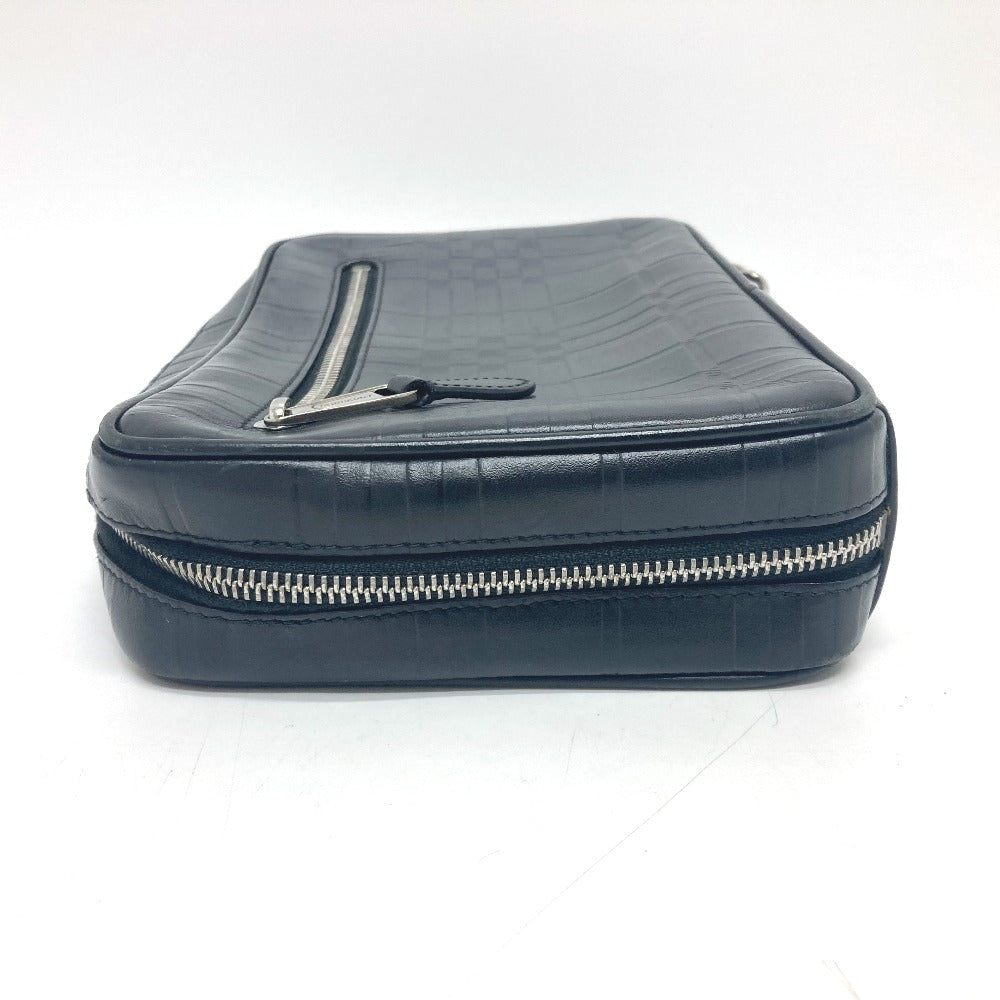 BURBERRY business bag leather black Check Pattern mens Used Authentic