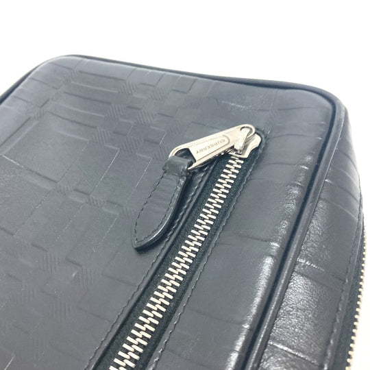 BURBERRY business bag leather black Check Pattern mens Used Authentic