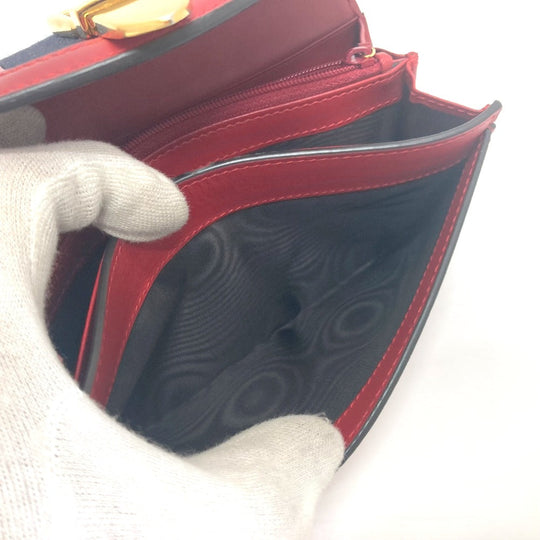 GUCCI Long Wallet Purse 476084 leather Red Sylvie Continental Women Used Authentic