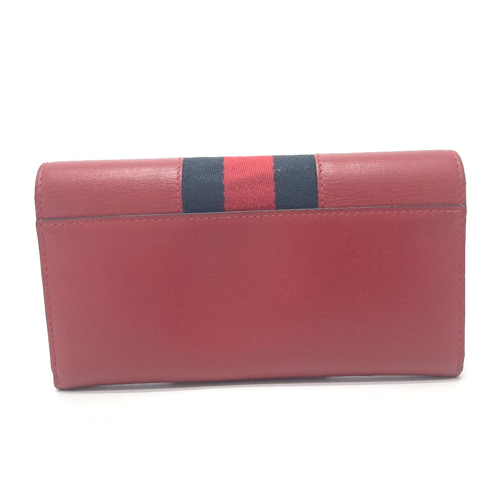 GUCCI Long Wallet Purse 476084 leather Red Sylvie Continental Women Used Authentic