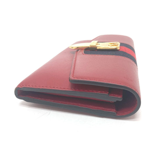 GUCCI Long Wallet Purse 476084 leather Red Sylvie Continental Women Used Authentic