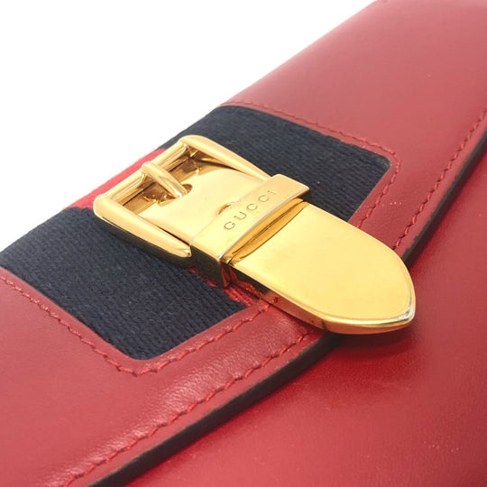 GUCCI Long Wallet Purse 476084 leather Red Sylvie Continental Women Used Authentic
