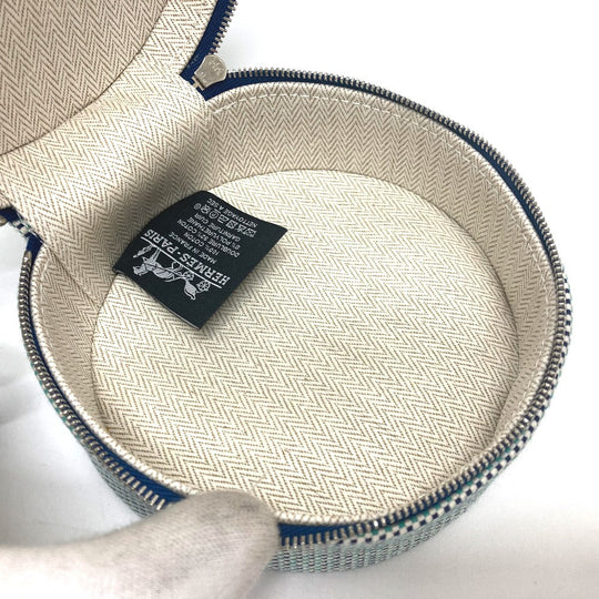 HERMES Pouch Tower ash blue Evasion Marine Women Used Authentic