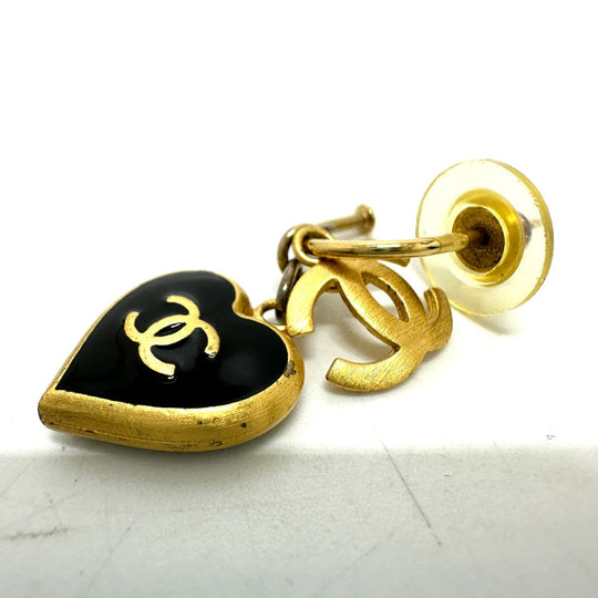 CHANEL Pierce metal black 02P COCO Mark Heart