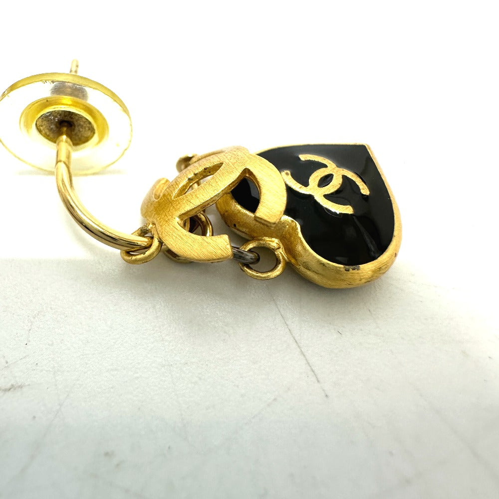 CHANEL Pierce metal black 02P COCO Mark Heart