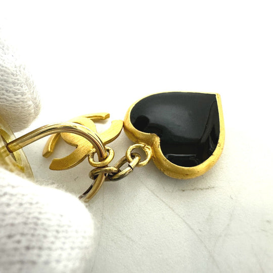 CHANEL Pierce metal black 02P COCO Mark Heart