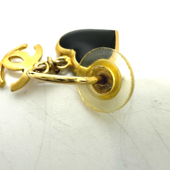 CHANEL Pierce metal black 02P COCO Mark Heart