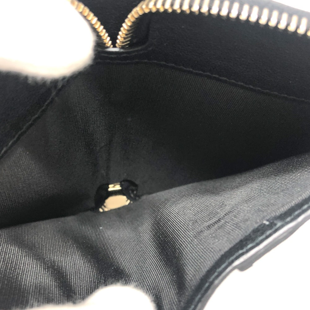 VALENTINO Folded wallet leather black V logo mens Used Authentic