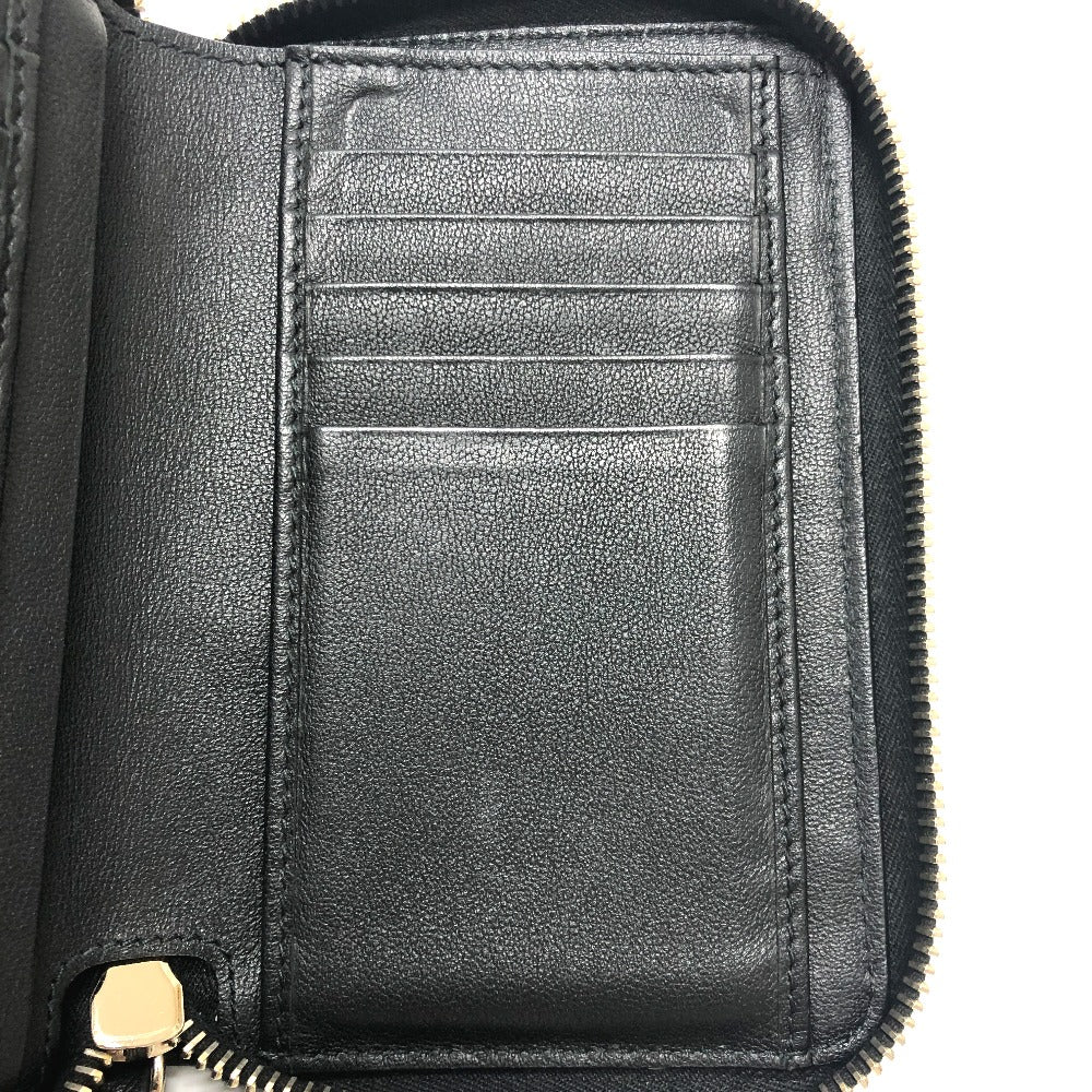 VALENTINO Folded wallet leather black V logo mens Used Authentic