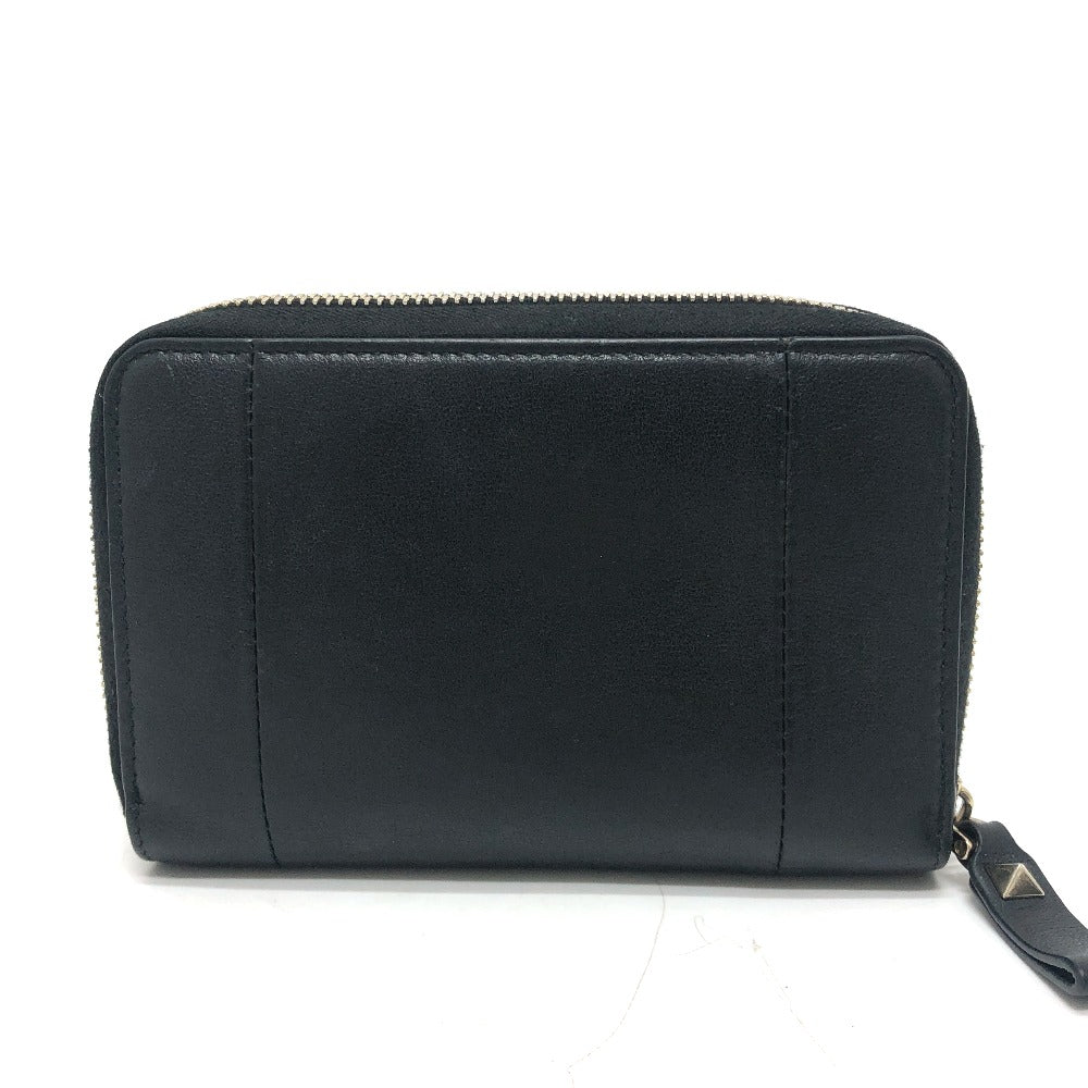 VALENTINO Folded wallet leather black V logo mens Used Authentic