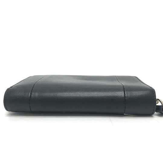 VALENTINO Folded wallet leather black V logo mens Used Authentic