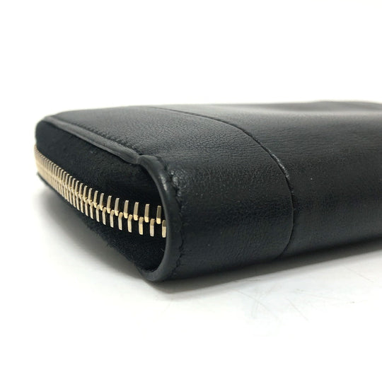 VALENTINO Folded wallet leather black V logo mens Used Authentic