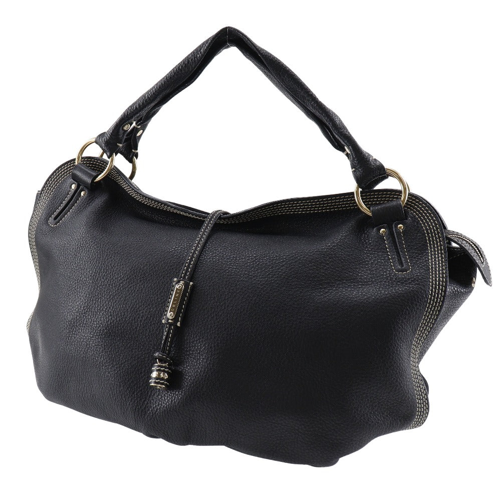 CELINE Tote Bag leather black Women Used Authentic