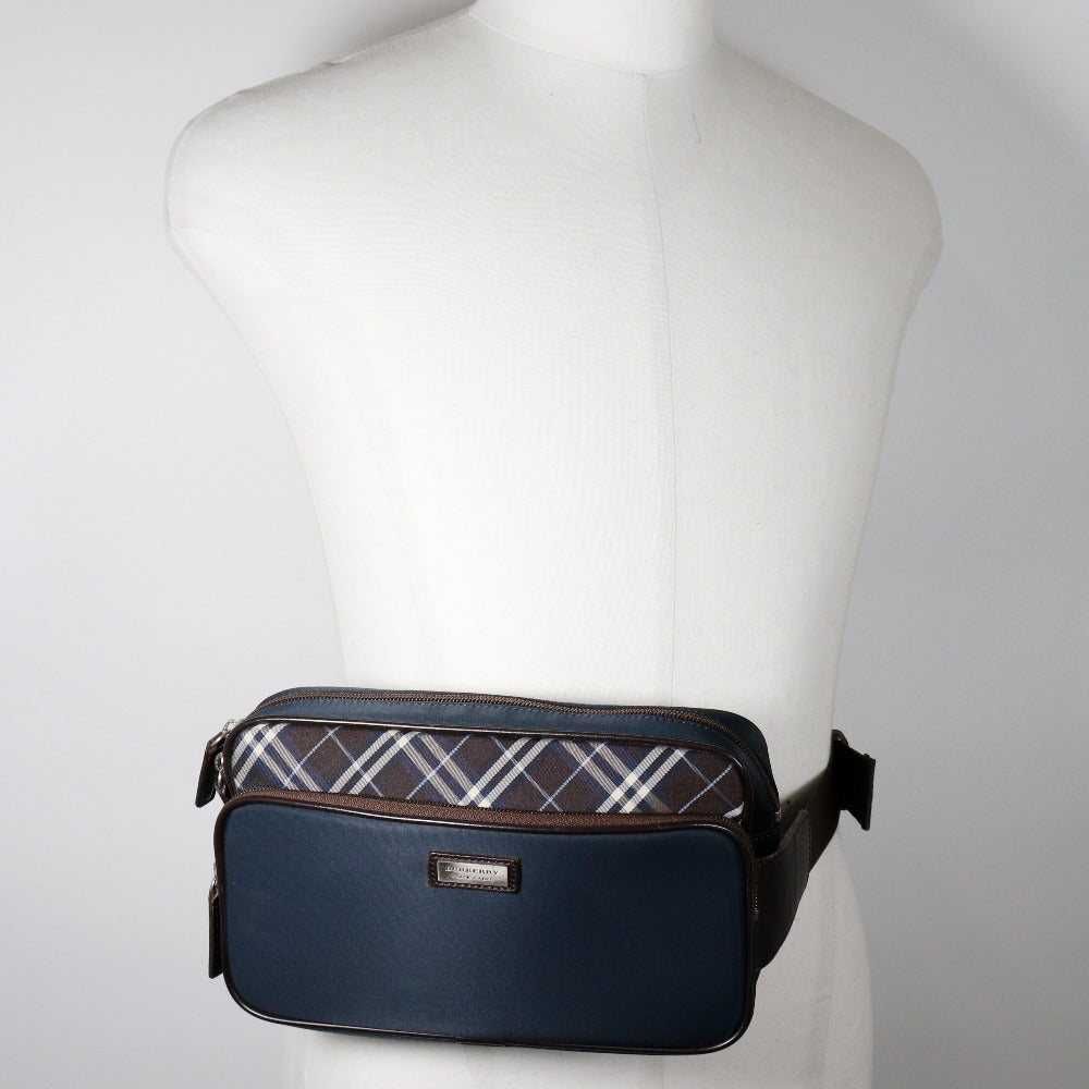 BURBERRY BLACK LABEL Waist bag Nylon Navy mens Used Authentic