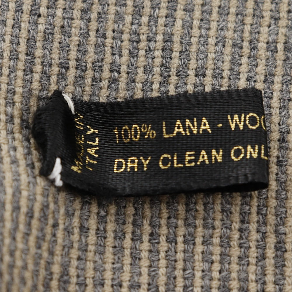 CHANEL Scarf wool Gray / beige logo unisex(Unisex) Used Authentic