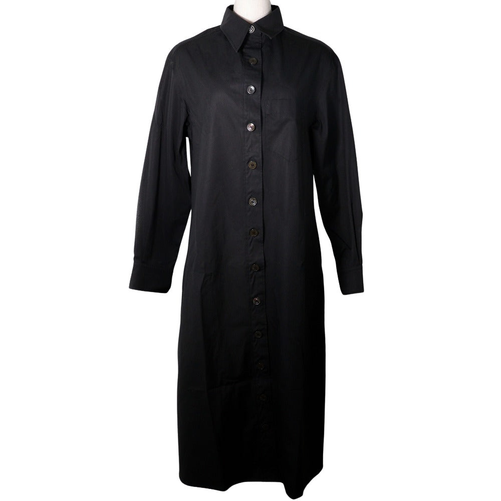 HERMES one piece cotton black Shirt dress Women 40 Used Authentic