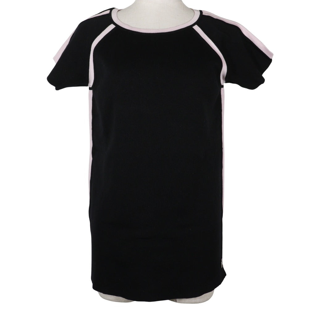 CHANEL Short sleeve shirt P21361V01278 cotton Black / pink Summer knit Sports line Women 44 Used Authentic