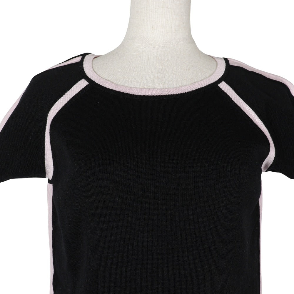CHANEL Short sleeve shirt P21361V01278 cotton Black / pink Summer knit Sports line Women 44 Used Authentic