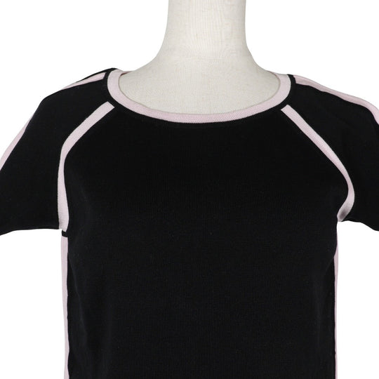 CHANEL Short sleeve shirt P21361V01278 cotton Black / pink Summer knit Sports line Women 44 Used Authentic