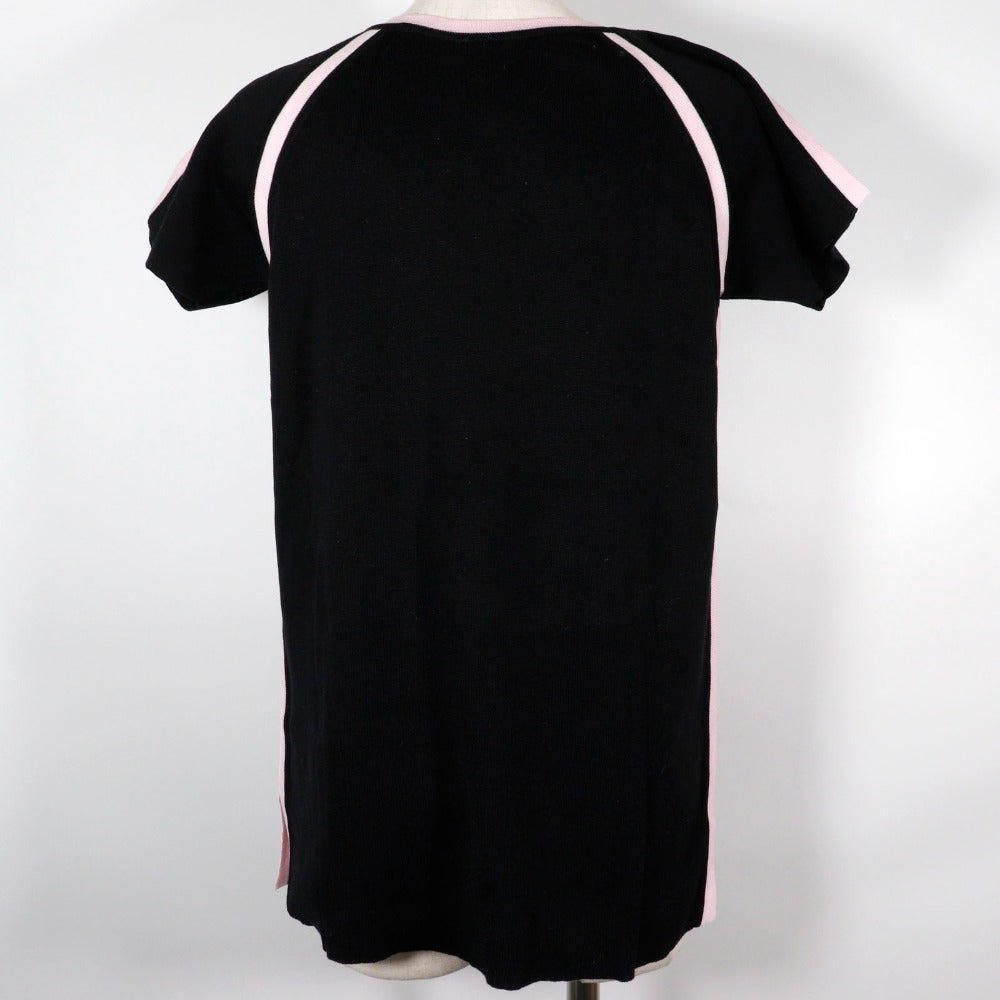 CHANEL Short sleeve shirt P21361V01278 cotton Black / pink Summer knit Sports line Women 44 Used Authentic