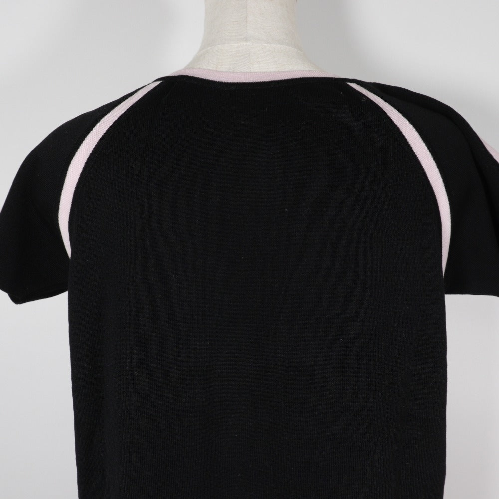 CHANEL Short sleeve shirt P21361V01278 cotton Black / pink Summer knit Sports line Women 44 Used Authentic