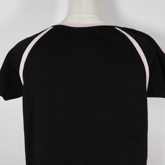 CHANEL Short sleeve shirt P21361V01278 cotton Black / pink Summer knit Sports line Women 44 Used Authentic