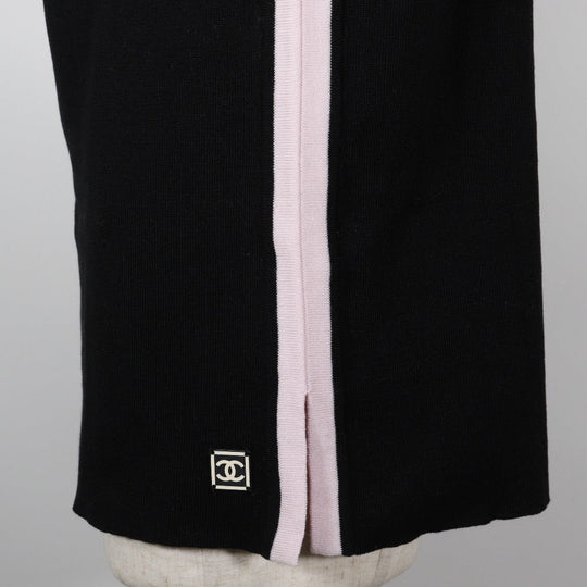 CHANEL Short sleeve shirt P21361V01278 cotton Black / pink Summer knit Sports line Women 44 Used Authentic