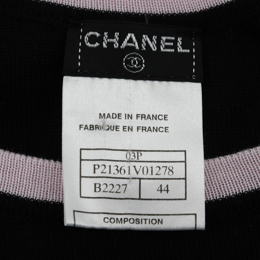 CHANEL Short sleeve shirt P21361V01278 cotton Black / pink Summer knit Sports line Women 44 Used Authentic