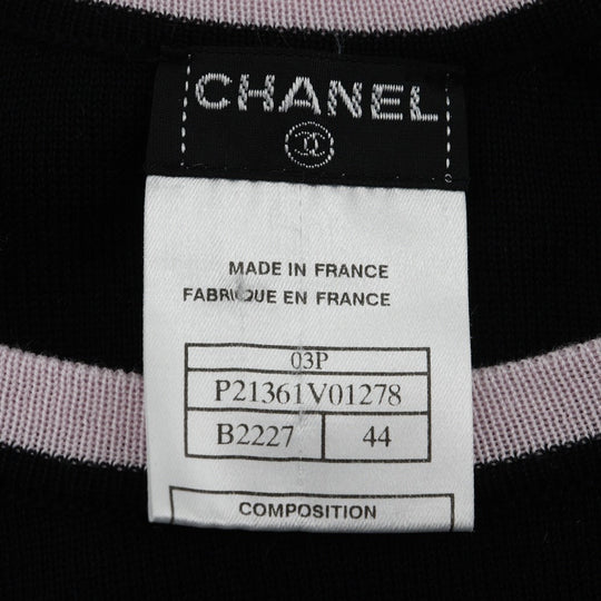 CHANEL Short sleeve shirt P21361V01278 cotton Black / pink Summer knit Sports line Women 44 Used Authentic