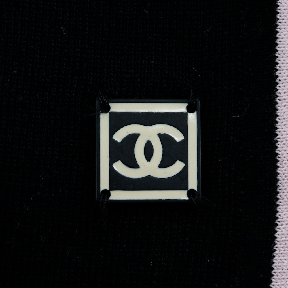 CHANEL Short sleeve shirt P21361V01278 cotton Black / pink Summer knit Sports line Women 44 Used Authentic