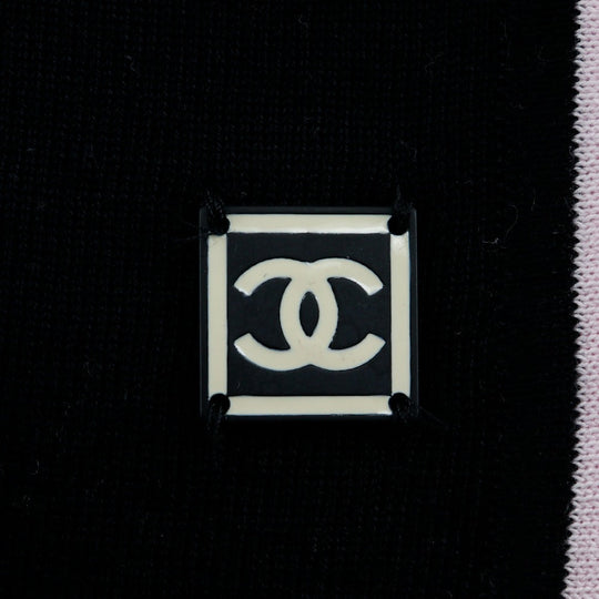 CHANEL Short sleeve shirt P21361V01278 cotton Black / pink Summer knit Sports line Women 44 Used Authentic