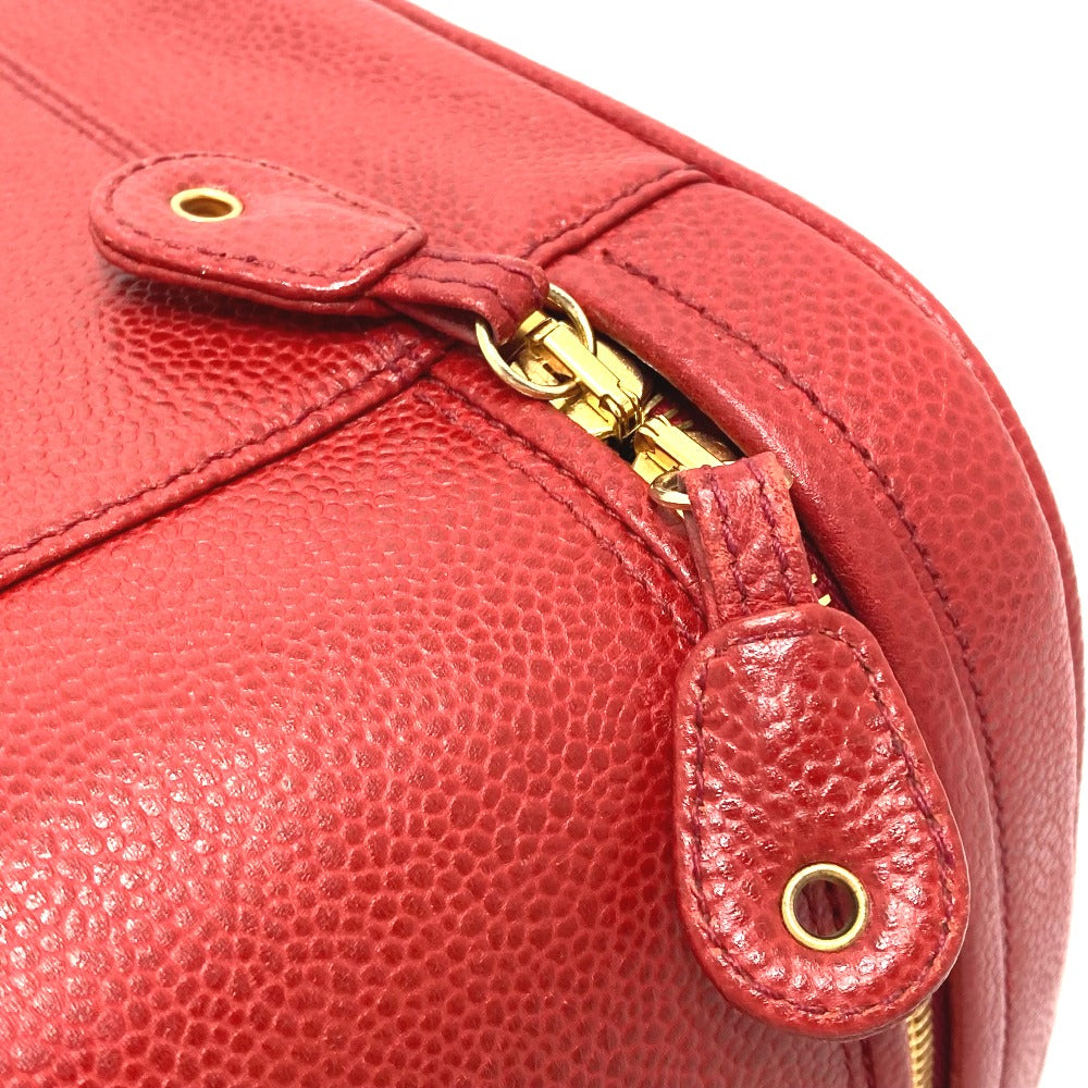 CHANEL Shoulder Bag Caviar skin Red CC COCO Mark Vanity bag handbag Women Used Authentic