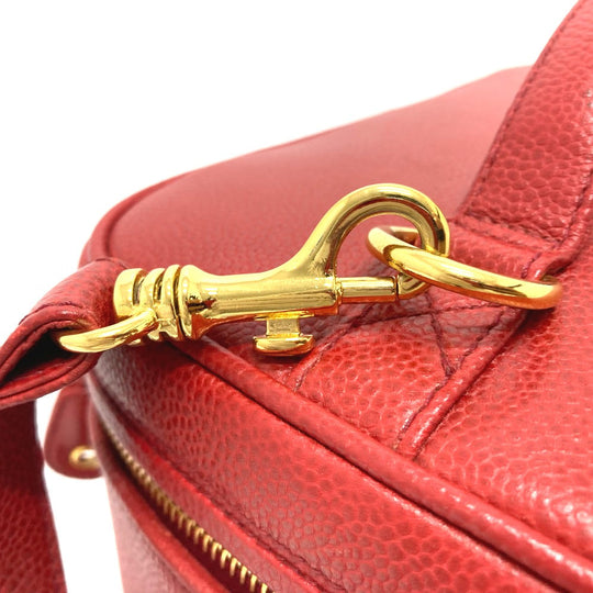 CHANEL Shoulder Bag Caviar skin Red CC COCO Mark Vanity bag handbag Women Used Authentic