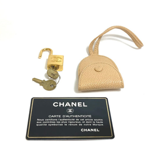 CHANEL Shoulder Bag Caviar skin beige CC COCO Mark Vanity bag Women Used Authentic