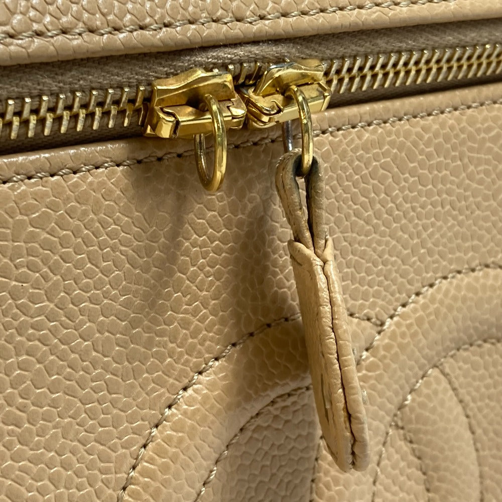 CHANEL Shoulder Bag Caviar skin beige CC COCO Mark Vanity bag Women Used Authentic