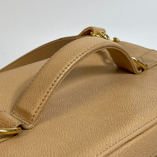 CHANEL Shoulder Bag Caviar skin beige CC COCO Mark Vanity bag Women Used Authentic