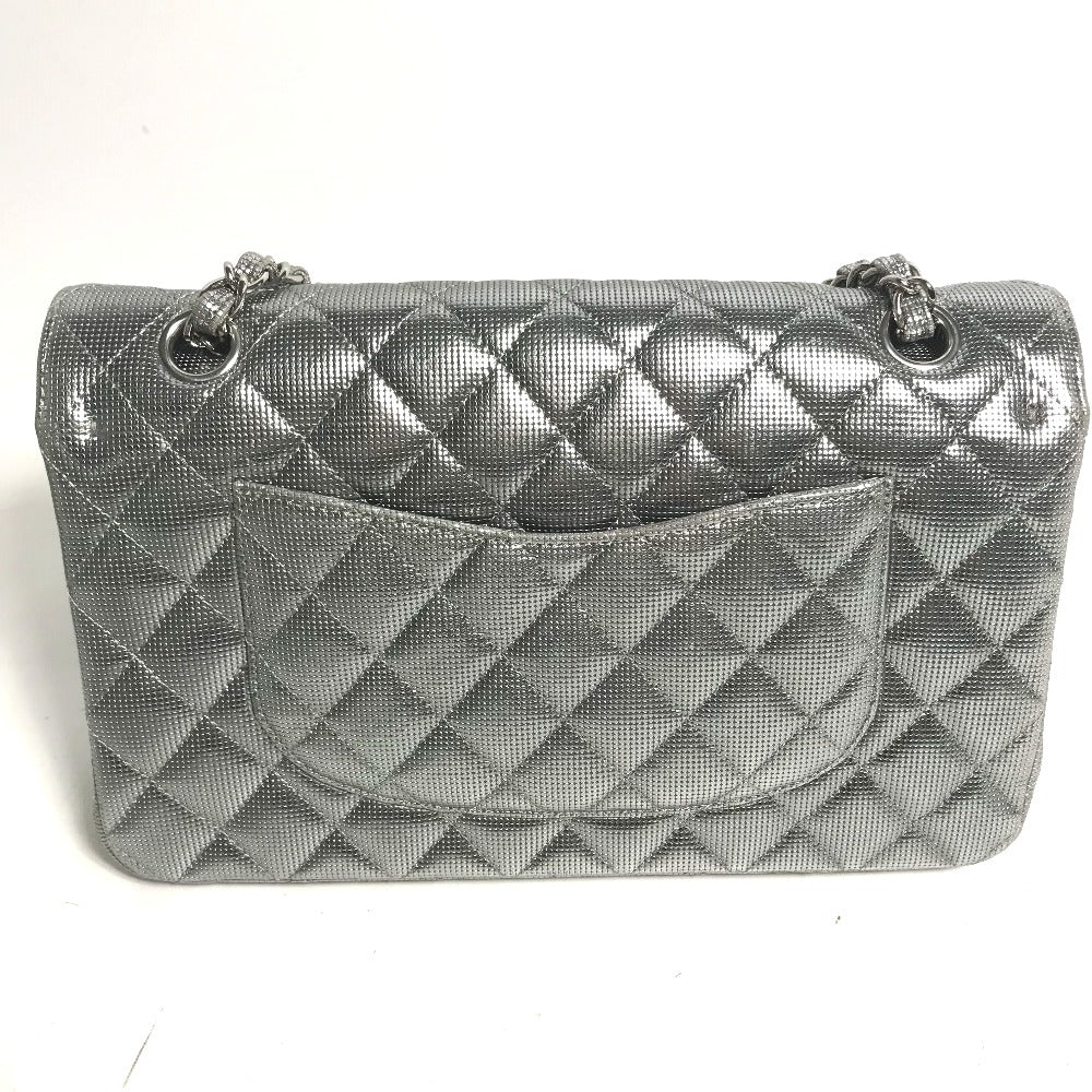 CHANEL Shoulder Bag leather Silver COCO Mark CC Matrasse 25 Women Used Authentic