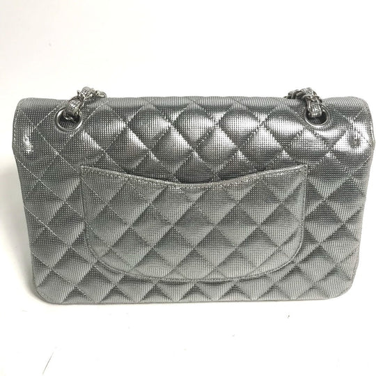 CHANEL Shoulder Bag leather Silver COCO Mark CC Matrasse 25 Women Used Authentic